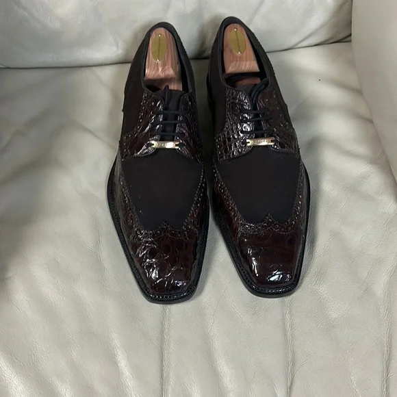 Belvedere, size 10 1/2 genuine crocodile and suede Belvedere Genuine Ostrich Leg & Calf Leather Horsebit Loafer main image 4